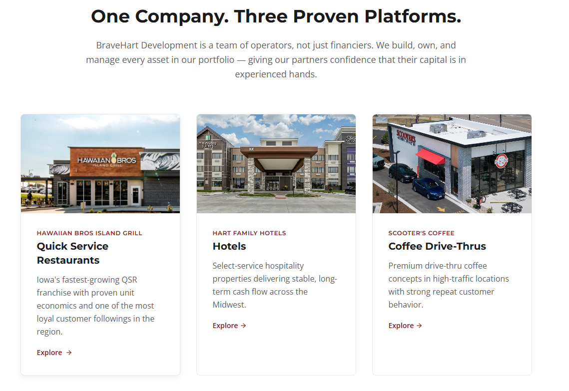 BraveHart Development. One Company, Three Proven Platforms
